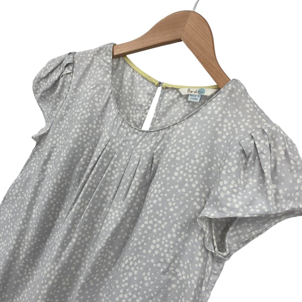 Boden Silk Viscose Polka Dot Blouse Top Women Size 4 Flutter Sleeve Keyhole Back - Picture 4 of 12